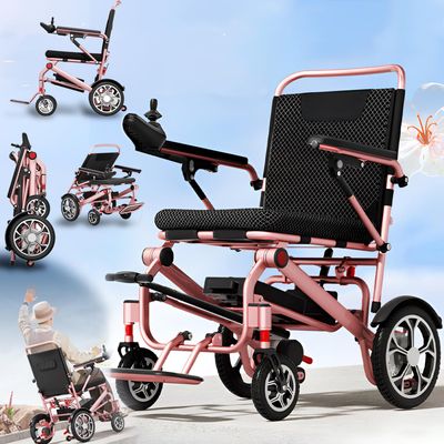 15 Miles Intelligent Electric Power Wheelchairs, Foldable & Lightweight for Enhanced Mobility, 200W X2 Dual Brushless Motors, Zero Turn, No Remote Control,Pink, 12ah