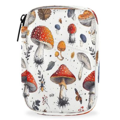 Hsnar Watercolor Mushrooms Weekly Pill Case Travel Pill Container with Removable 7 Day Pill Organizer for Fish Oil Vitamin Supplement