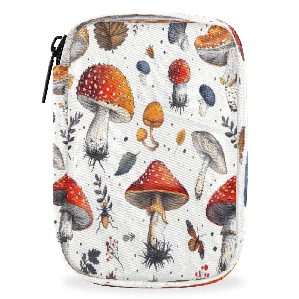 Hsnar Watercolor Mushrooms Weekly Pill Case Travel Pill Container with Removable 7 Day Pill Organizer for Fish Oil Vitamin Supplement