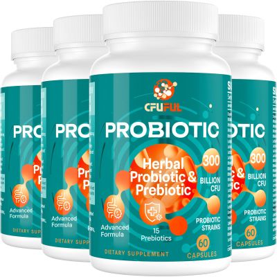 Probiotics for Women & Men - 300 Billion CFU, 24 Strains Probiotic + 15 Organic Herbs Prebiotics Blend, for Overall Digestive Gut Health, Immune, Constipation & Bloating, Shelf Stable - 8 Month Supply