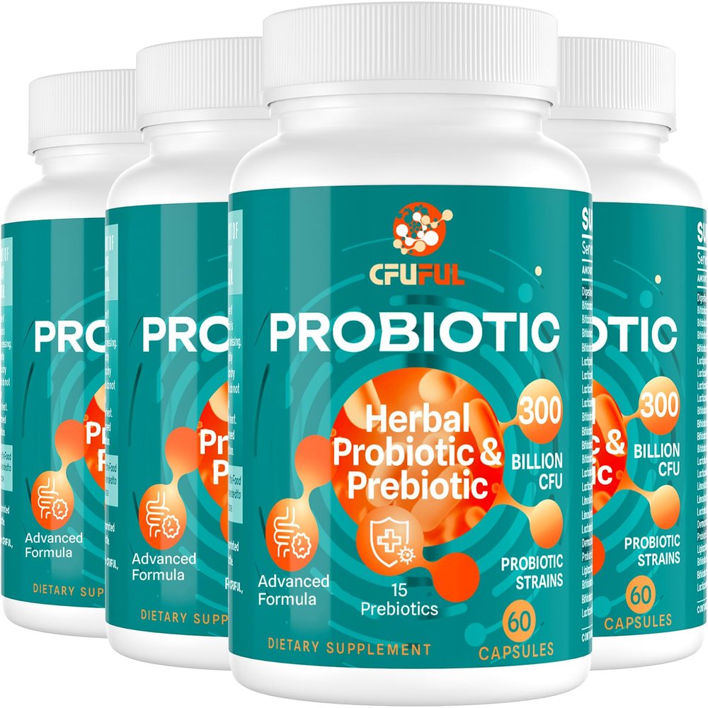 Probiotics for Women & Men - 300 Billion CFU, 24 Strains Probiotic + 15 Organic Herbs Prebiotics Blend, for Overall Digestive Gut Health, Immune, Constipation & Bloating, Shelf Stable - 8 Month Supply