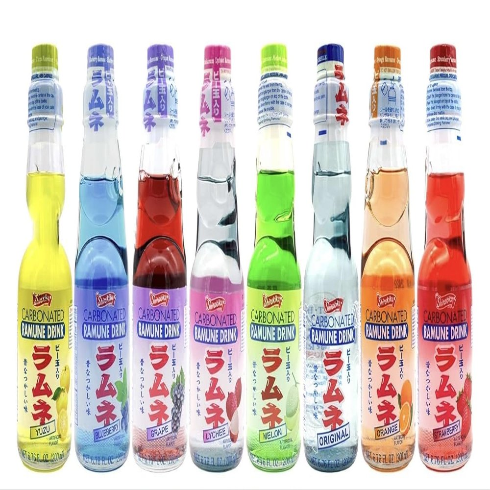 Ramune Japanese Soda, Variety Pack 8 Flavors in Sprout Talk's Box