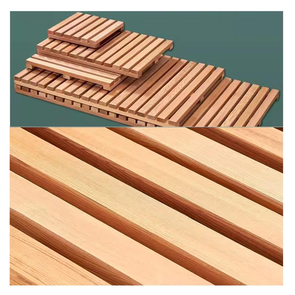 QWEASDF Wood Duck Board Rectangular Bath Mat,Wood Bath Mat, Shower Mat for Bathroom,Wooden Floor Mat Square,for Spa Home or Outdoorwith Handles and Non-Slip FeetCustomizable(W50xL60cm/W20xL24in)