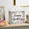 Horaldaily 13" Large Birthday Gift Paper Bags with Tissue Paper and Card, Happy Birthday Dots Streamers Gift Paper Bag for Men Women Kids Birthday,1Pcs view 2