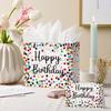 Horaldaily 13" Large Birthday Gift Paper Bags with Tissue Paper and Card, Happy Birthday Dots Streamers Gift Paper Bag for Men Women Kids Birthday,1Pcs view 3