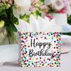 Horaldaily 13" Large Birthday Gift Paper Bags with Tissue Paper and Card, Happy Birthday Dots Streamers Gift Paper Bag for Men Women Kids Birthday,1Pcs view 4