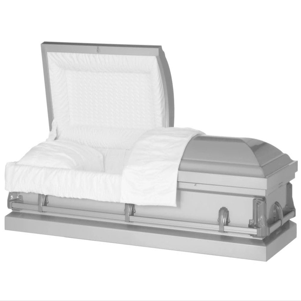 Patriot Casket Monroe Silver Casket, 20 Gauge Metal, Non-Gasketed - Durable, Classic Funeral Coffin Design
