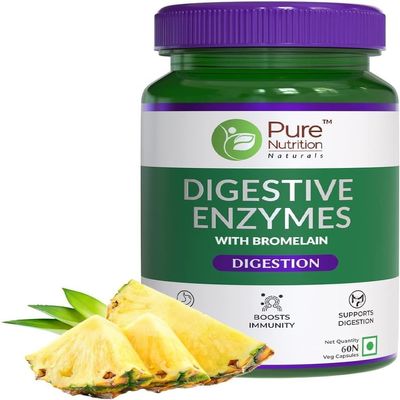 Digestive Enzymes 665mg (Amylase, Lipase, Protease, Cellulase, Lactase) with Bromelain| Better Bioavailability | Supports Digestion & Better Absorption of Food Nutrients - 60 Veg Capsules