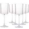 Ciaell 12 PCS Plastic Ribbed Wine Glasses - 10 OZ Plastic Square Wine Glasses with Stem - Disposable Champagne Cups for Parties & Weddings & Party view 1