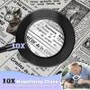 10X Magnifying Glass with Light, Clip on Mganifier with Light, 48 LED Desk Magnifying Glass wtih Clamp, 3 Modes Dimmable Magnifying LED Lamps for Bed Work Crafts DIY B view 2
