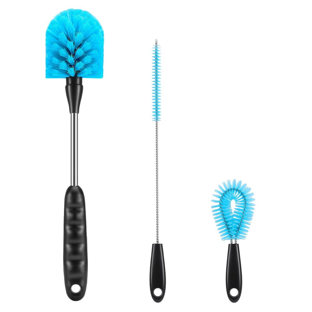 12.2 inch Bottle Brush Set of ThreeWashable Coffee Cups, Water Bottles, Baby Bottles, Straws, to-go Cups, Long-Handled 3-in-1 Stainless Steel Bottle Brushes.
