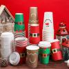 Dandat 16 oz 48 Pcs Christmas Coffee Paper Cups with Lids Disposable Christmas Paper Cups for Hot Cocoa Tea Beverage Holiday Xmas Party Supplies view 1