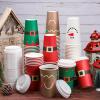 Dandat 16 oz 48 Pcs Christmas Coffee Paper Cups with Lids Disposable Christmas Paper Cups for Hot Cocoa Tea Beverage Holiday Xmas Party Supplies view 2