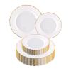 100 PCS Ivory Scalloped Plastic Plates with Gold Rims, Fancy Disposable Dinnerware, Suitable for Parties, Wedding, and Thanksgiving Plates, Include 50pcs Dinner Plates 9in, 50pcs Dessert Plate 6in view 1