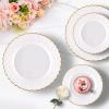 100 PCS Ivory Scalloped Plastic Plates with Gold Rims, Fancy Disposable Dinnerware, Suitable for Parties, Wedding, and Thanksgiving Plates, Include 50pcs Dinner Plates 9in, 50pcs Dessert Plate 6in view 2