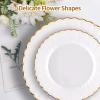 100 PCS Ivory Scalloped Plastic Plates with Gold Rims, Fancy Disposable Dinnerware, Suitable for Parties, Wedding, and Thanksgiving Plates, Include 50pcs Dinner Plates 9in, 50pcs Dessert Plate 6in view 3