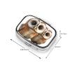 Square Pill Box Funny Owl Pill Case 2 Compartment for Purse Cute Metal Pill Organizer Portable Travel Pillbox Mini Small Pill Container Holder to Hold Vitamins Fish Oil Supplements view 2