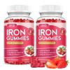 2 Pack Iron Gummies with Multivitamin, Iron Supplement for Women & Men with Zinc, Vitamin B Complex & C, B12, Folate - Blood Builder & Energy Support for Adults & Kids - Strawberry Flavor, Vegan 120ct view 1