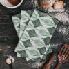 Green Grey Kitchen Towels 18"x28" Absorbent Cleaning Cloths for Drying Dish,Reusable Kitchen Rags Soft Terry Hand Tower Washable Dish Towel Hemmed Dishcloths Contemporary Abstract Geometric Art 4 PCS view 2