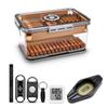 Cigar Humidor Set with Hygrometer and Humidifier, Cigar Box Includes 2 Cigar Cutters, Ashtray, Punch, Desktop Humidor up to 100 Cigars, Cigar Gifts for Men (Clear) view 1