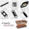 Cigar Humidor Set with Hygrometer and Humidifier, Cigar Box Includes 2 Cigar Cutters, Ashtray, Punch, Desktop Humidor up to 100 Cigars, Cigar Gifts for Men (Clear) view 2
