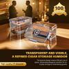 Cigar Humidor Set with Hygrometer and Humidifier, Cigar Box Includes 2 Cigar Cutters, Ashtray, Punch, Desktop Humidor up to 100 Cigars, Cigar Gifts for Men (Clear) view 3