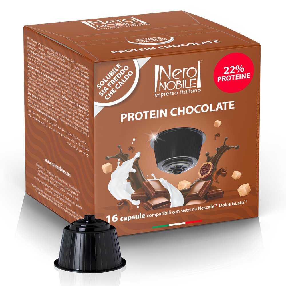 Nero Nobile Protein Chocolate Capsules, Compatible with Dolce Gusto Machines  High Protein, 96 Capsules