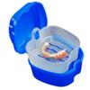 Denture Bath Box False Teeth Storage Box Mini Travel Denture Cup Case with Strainer(Navy Blue) view 3
