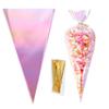 MAOUYWIEE 50 Pieces Cellophane Treat Bags,50 Pieces Iridescent Holographic Cellophane Goody Bags with Twist Ties for Candy, Cake Pops, FavorsBirthdayParty Favors, Valentines, Easter 5.1x9.8 inches view 1