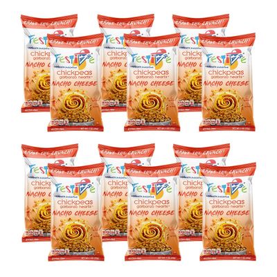 Feel Festive 12-Count Nacho Cheese Chickpea Garbanzo Beans - Crunchy Balanced Macro Nut Free Multipack Snacks - Non-GMO Vegan Soy-Free