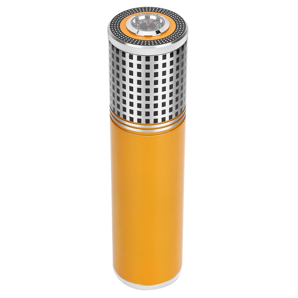 Portable Zinc Oy Cigar Tubes Travel Case Holder for STO 3 Cigars Black Cigar Accessories Box Household Plies Travel Cigar Holder Case (Yellow)