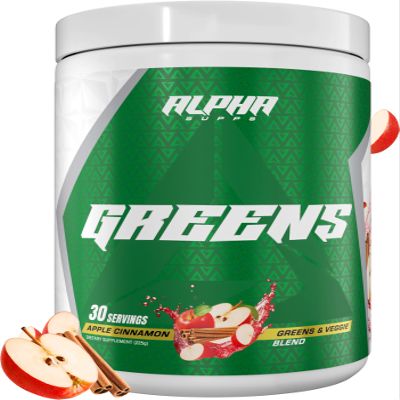 Alpha Supps - Alpha Greens Supplement | Fruit & Vegetable Superfood Powder | Over 40 Natural Plant Based Ingredients | Prebiotic & Probiotic Digestive Support Blend - 30 Servings (Apple Cinnamon)