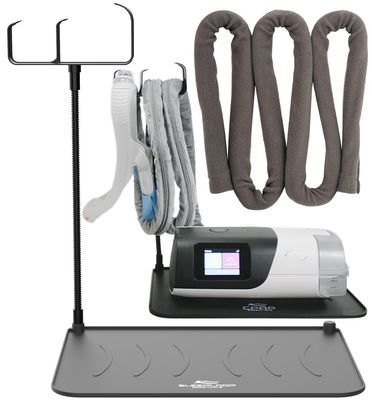 CPAP Protector Mat & CPAP Hose Cover Soft 6ft  Bedside CPAP Organizer with Mask Hanger, Non-Slip Tray for CPAP Machine & Tubing - Neat and Tidy (2.1 Hose Sleeve Special)