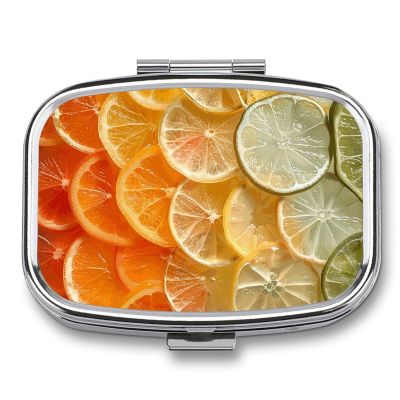 Daily Portable Medicine Box, Rectangle Cute Fruit Slices Pattern Printed Pill Box Case Jewelry Box Applicable for Capsule Candies Tablet Pill Jewelry Earplugs