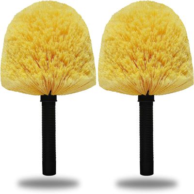 Tockrop 2 Pack Twist-On Cobweb Duster Head Brush - Efficient Indoor & Outdoor Spider Web Cleaning Solution - Fits Standard Acme Threaded Poles - Duster Brush Head Only - Yellow