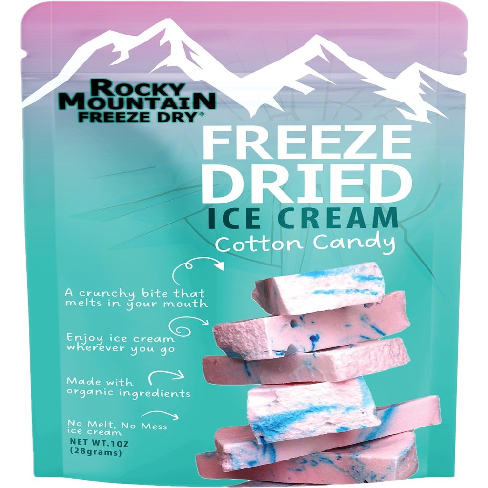 Freeze Dried Ice Cream  Cotton Candy Ice Cream That Doesnt Melt  Sweet Fun Crunchy Treat  Rocky Mountain Freeze Dry (1 OZ, Cotton Candy)