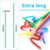 100 Pcs Colorful Flexible Plastic Straws,12.9 Inch Extra Long Disposable Bendable Straws view 2