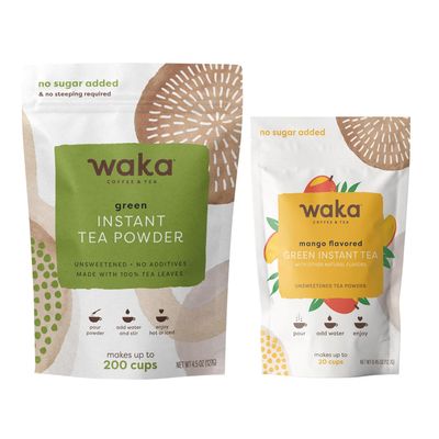 Waka Premium Instant Tea  No Sugar Added & Unsweetened Green Tea (200 Cups) & Mango Flavor (20 Cups)