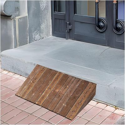 Threshold Ramp, Movable Threshold Ramp for Front Door/Garden Step/Patio, Wooden Anti-Slip Curb Ramp, 3/4/5/6/7/8in High, Pets/Kids/Elderly Barrier Free Slope Pad(30.8x30x8cm/12x11.8x3.1in)
