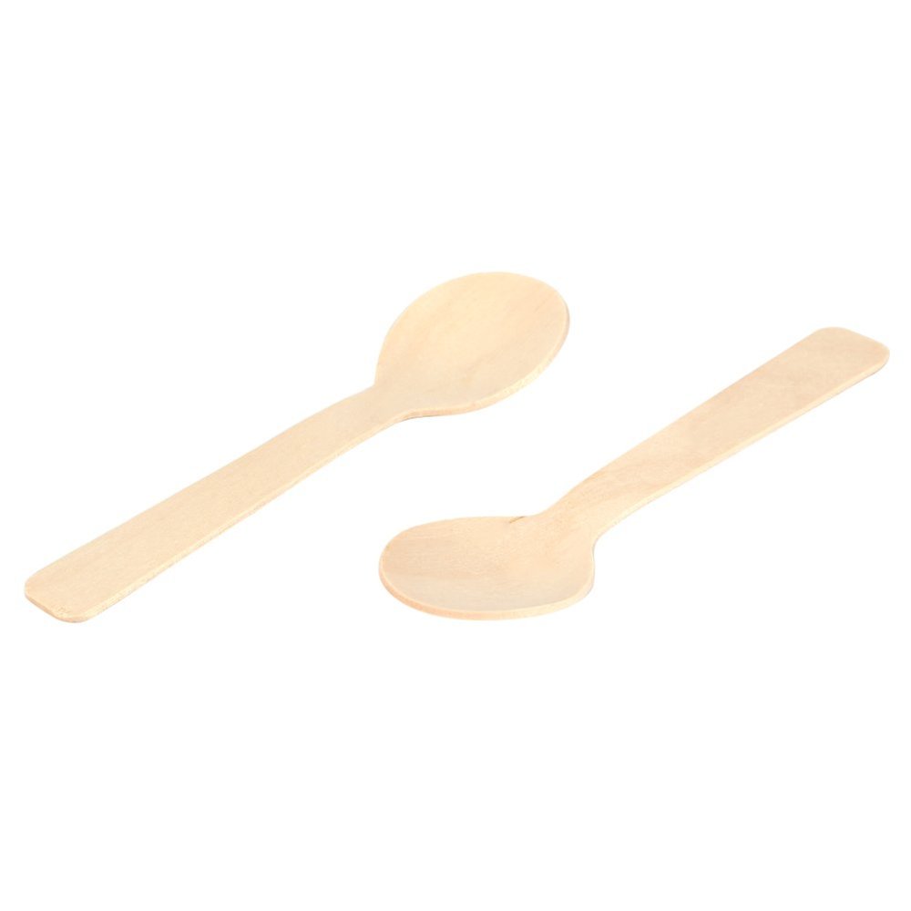 100pcs Disposable Wood Spoons, Cutlery for Ice Cream, Dessert, Yogurt, Soup, Compostable