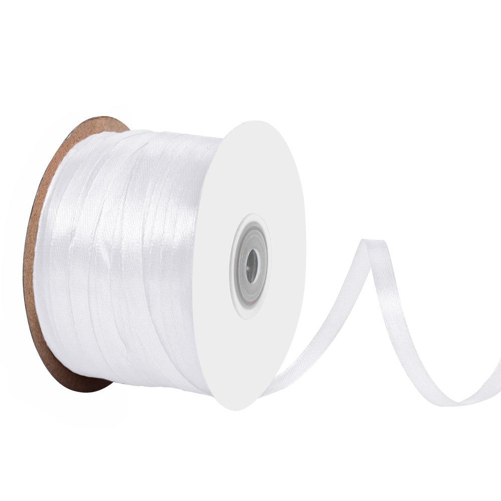 Gliberli White Satin Ribbon 1/4 inch X 200 Yards Fabric Ribbons for Gift Wrapping Bows Bouquet Sewing Craft Home Decor Hair Floral