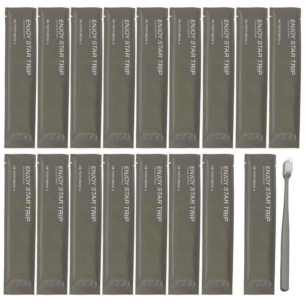 20Pcs Individually Wrapped Disposable Toothbrushes with Toothpaste,Ensure Clean and Hygienic,Travel Toothbrushes, Hotel Toothbrush Kit, Guest's Toothbrushes for Home Hotel Travel (Grey, one size)