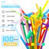 100 PCS Colorful Plastic Disposable Bendable Drinking 12.8inch Long Straws for Home Use Milk Juice Drinks Party Decorations view 3