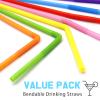 100 PCS Colorful Plastic Disposable Bendable Drinking 12.8inch Long Straws for Home Use Milk Juice Drinks Party Decorations view 4
