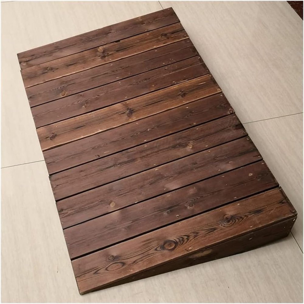 Threshold Ramp, Wooden Threshold Ramp, Outdoor Step Kerb Ramps, Pine Non-Skid No Water Assisted Uphill, Access Ramp for Wheelchair Trolley(90x40x140cm)