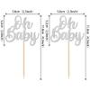 24 PCS Baby Shower Cupcake Toppers Glitter Oh Baby Cupcake Picks Baptism New Baby Cupacke Decorations for Gender Reveal Baby Shower Kids Birthday Party Cupcake Decorations Supplies Silver view 2