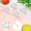 24 PCS Baby Shower Cupcake Toppers Glitter Oh Baby Cupcake Picks Baptism New Baby Cupacke Decorations for Gender Reveal Baby Shower Kids Birthday Party Cupcake Decorations Supplies Silver view 3