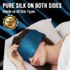 ATreebay 100% Mulberry Silk Sleep Mask, Large Eye Cover for Sleeping, Comfortable and Pressure-Free Sleeping Masks for Women Men, Completely Blackout (Peacock Blue) view 2