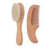 Wood Baby Brush and Comb Set with Soft Wool for Newborn Infant Toddler Kids view 2