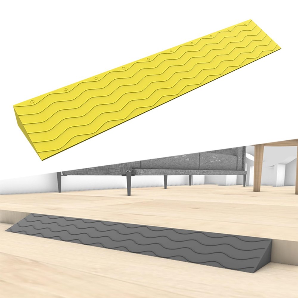 YLLSMGS Threshold Ramps for Doorways Portable Wheelchair Ramp Transition Slope Pad Curb Ramp Anti-Slip for Indoor Outdoor(Yellow,99 * 22 * 10cm)
